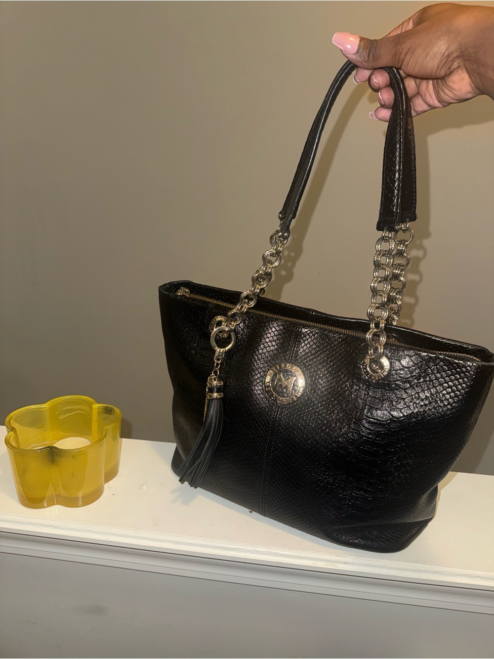 Metrocity Tote with Gold Chain Straps